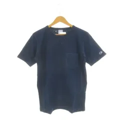 チャンピオン CHAMPION × シップス SHIPS Tシャツ 半袖 クルーネック ロゴワッペン ポケット インディゴ染め S 紺 ダークブルー /AH23 ■ECD001