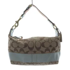 コーチ COACH アクセサリーポーチ ミニハンドバッグ ワンハンドル シグネチャー キャンバス レザー ベージュ ブルー 40024 /YO32