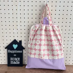 No.8【30×27】ループ付き⭐︎大きな持ち手付き巾着 ✳︎まんまるフラワー