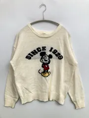 Disney ディズニー ニット/セーター M アイボリー ニット 前面プリント ブランドロゴ ミドル丈 長袖 クルーネック(丸首)