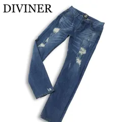 DIVINER ディバイナー 通年 ダメージ加工★ ストレッチ スキニー デニム パンツ ジーンズ Sz.L メンズのサムネイル