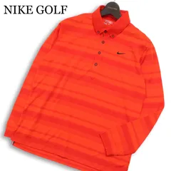 NIKE GOLF ナイキ ゴルフ 通年 DRI-FIT ロゴ刺繍★ ボーダー 長袖 ポロシャツ Sz.L メンズ