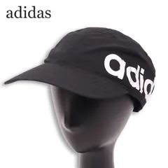 adidas アディダス 通年★ ベースボール スナップバック キャップ ビッグロゴ サイドロゴ Sz.60cm メンズ 黒