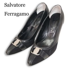 セール】Ferragamo フェラガモ スクエアパンプス ブラック 23.5