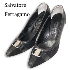 Salvatore Ferragamo サルヴァトーレ フェラガモ 通年 スウェード切替★ パンプス Sz.36 1/2 レディース 黒
