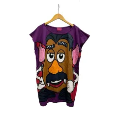 ディズニー Disney Tシャツ ノースリーブ クルーネック プリント コットン 150-166 紫 パープル マルチカラー