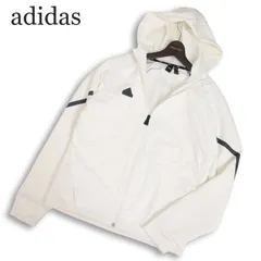 adidas アディダス 通年★ ストレッチ 切替 ジップ フーディ パーカー ブルゾン ジャケット Sz.M メンズ 白