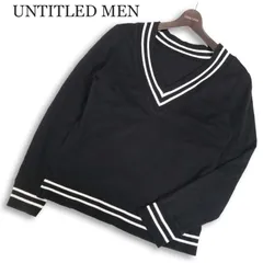 UNTITLED MEN アンタイトル メン 通年★ チルデン ライン ストレッチ プルオーバー Vネック セーター ニット Sz.48 メンズ