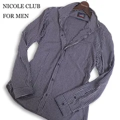 NICOLE CLUB FOR MEN ニコルクラブ フォーメン 通年 襟ワイヤー★ 長袖 ストライプ シャツ Sz.50　メンズ