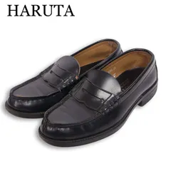 HARUTA ハルタ 通年 レザー コイン ローファー ハルタローファー Sz.25　メンズ 黒 通勤 通学