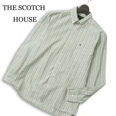 THE SCOTCH HOUSE スコッチハウス 通年 ロゴ刺繍★ 長袖 ストライプ ボタンダウン シャツ Sz.M メンズ