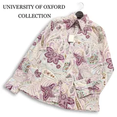 【新品 未使用】 UNIVERSITY OF OXFORD COLLECTION 通年★ 長袖 ペイズリー 総柄 ボタンダウン シャツ Sz.L メンズ