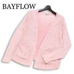 BAYFLOW ベイフロー 春夏 麻 リネン混★ ワッフル リラックス ニット カーディガン 羽織り Sz.3 メンズ