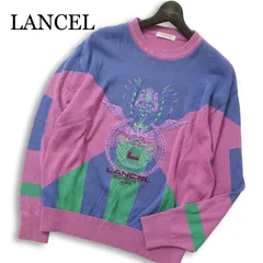LANCEL ランセル 春夏 豪華! 刺繍デザイン★ 麻 リネン ニット セーター Sz.M メンズ 日本製 レトロのサムネイル
