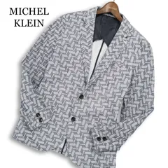 MICHEL KLEIN HOMME ミッシェルクラン オム 通年 背抜き 総柄★ テーラード ジャケット ブレザー Sz.48 メンズ 紺 ネイビー