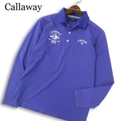 Callaway キャロウェイ ゴルフ 通年 ロゴ刺繍★ 長袖 鹿の子 ポロシャツ Sz.M メンズ 紺 ネイビー