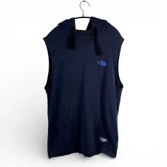 (M) ザノースフェイス スリーブレス フード Tシャツ ネイビー
