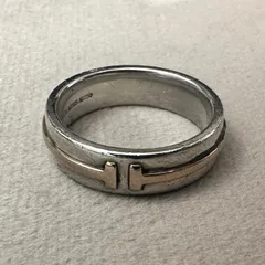 TIFFANY&Co. ティファニー T TWO ナロー リング 指輪 750 925 K18 16〜17号 シルバー ゴールド シルバー925 K18YG コンビ ジュエリー メンズ　男性