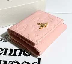 VVWエナメル 三つ折り財布 ピンク×ゴールド