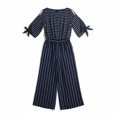 ラルフローレン Ralph Lauren オールインワン パンツ ストライプ ボーダー バックファスナー ウエスト部分ゴム入り ネイビー 992641のサムネイル