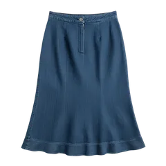 ホコモモラ Jocomomola スカート デニム セミフレアー バックフリルデザイン ブルー系 インディゴ 40サイズ 996126