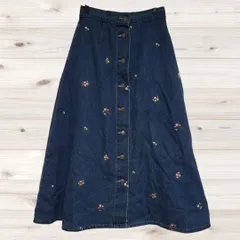 A1199 サマンサモスモス SM2/Samansa Mos2 ロング フレアスカート(M) 青 花柄 総柄 綿/コットン