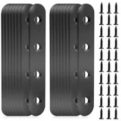 修理 補強プレート 固定 家具 木工DIY 固定金具 64個ネジ付き プレートブラケット金具 フラットプレート固定板 I字型ブラケット接合金具 ステンレス棚受け金具 （80x17x2mm） 4穴I字金具 フラット16個セット ジョイント金具