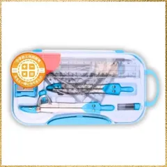 ☆彡送料無料でお届け☆彡ブルー 【先生と共同開発・中高生まで使える】分度器 コンパス 定規セット 三角定規 算数定規セット【安全に配慮した短針設計・軽くて丈夫なアルミ製】 (ブルー)