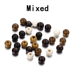 No.476 ウッドビーズ 30個セット 10mm ミックスカラー 大穴 デコペン対応