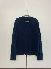 メンズ ポロラルフローレン ケーブルニット クルーネック M ケーブル編み 長袖ニット ネイビー デイリー