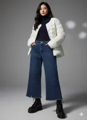 32 33 デニム オールバンディング ブーツカット パンツ