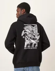 セレクティッド メンズ アウター パーカー・スウェット プリント パーカー グラフィック Selected oversized hoodie with koy fish graphic backprint Black ブラック