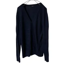 【美品】COMME CA ISM コムサイズム Vネックニットカーディガン ネイビー サイズL【Z1801】