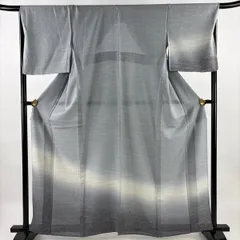 【美品】 付下げ 身丈162.5cm 裄丈68cm L 薄物 霞 ぼかし 青灰色 正絹 秀品 【中古】