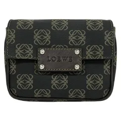 LOEWE(ロエベ) ポーチ アナグラム柄 ダークブラウン×ベージュ レザー