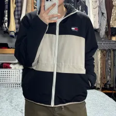 トミー ジーンズ リバーシブル フリース ジップアップ ジャケット