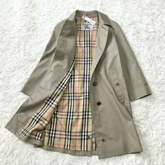 【訳あり】Burberrys ステンカラー トレンチコート 裏地ノバチェック 玉虫色 偏光のベージュ系 白タグ ヴィンテージ Mサイズ相当