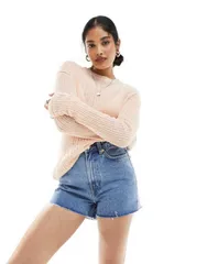 ウィークデイ レディース ボトムス ハーフパンツ・ショーツ デニム Weekday Rowe high waisted denim mom short in 90s 90s blue ブルー