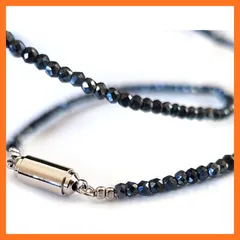 【新品】 ブラックスピネル コーティング ネックレス チョーカー 便利 マグネット ワンタッチ式 細め 太さ2.2mm 長さ42cm - 60cm レディース メンズ 日本製 (45cm) 0