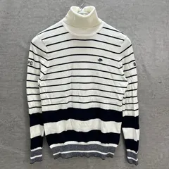 パーリーゲイツ　レディース　長袖トップス　タートルネックニットセーター　0サイズ　ボーダー　女性用ゴルフアパレル　PEARLY GATES