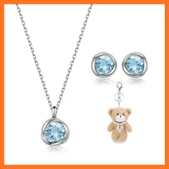 【新品】 [Free bird] ブルートパーズ ネックレス レディース ピアス セット 11月 誕生石 ネックレス 925 シルバー ペンダント 誕生日 結婚記念日 バレンタイン ギフト ホワイトデー お返し 入学式 卒業式 0