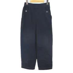 ラ・イマージュ la IMAGE デニム クロップドパンツ 9号 青系 ブルー ウエストゴム ステッチ タグ付