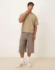 エイソス メンズ ボトムス ハーフパンツ・ショーツ デニム ASOS DESIGN longer length denim jorts in washed Washed gray グレー