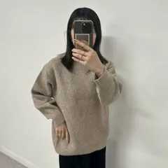 新品 nairo ダイヤ柄 オーバーサイズ ニット セーター ベージュ S レディース クルーネック 長袖 体型カバー ゆったり 上品 きれいめ 大人カジュアル ミニマル レイヤード 秋 冬 保温性 華奢見え 人気 定番 ナイロ プレゼント 贈り物 トップス