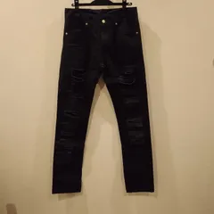 ブラック　ダメージ加工　メンズ　デニム