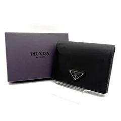 【 箱付／良品 】PRADA　プラダ　二つ折り財布　コンパクトウォレット　テスートナイロン　トライアングルロゴ　ブラック