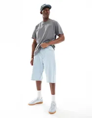 ジャック アンド ジョーンズ メンズ ボトムス ハーフパンツ・ショーツ ショートパンツ デニム Jack Jones Ron baggy fit denim shorts in light Light Blue Denim デニム