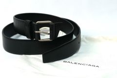 安心鑑定済 BALENCIAGA クロコ型押し ブラック BBベルト バレンシアガ ベルト BBロゴバックル クロコ型押しレザー サイズ95