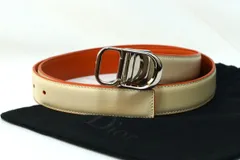 DIORHOMME ディオールオム CDロゴ 25MM シルバーバックル リバーシブル レザー ベルト クリーム オレンジ 23‐MA-1125 4166PLXCZH062のサムネイル