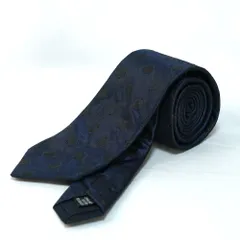 LANVIN ランバン ドット柄 シルク レギュラー ネクタイ 剣先 ７cm ネイビー ブラック